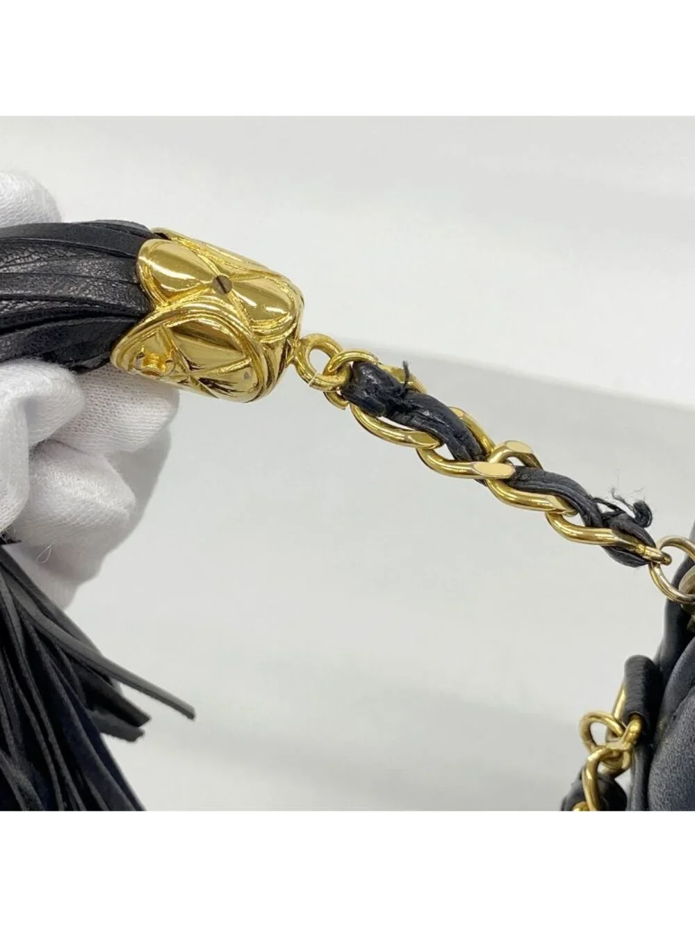 Chanel Shoulder Bag Quilted Lambskin Black Gold